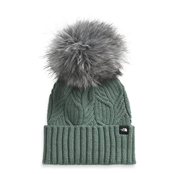 The North Face Youth Oh-Mega Fur Pom Beanie, Laurel Wreath Green, OS