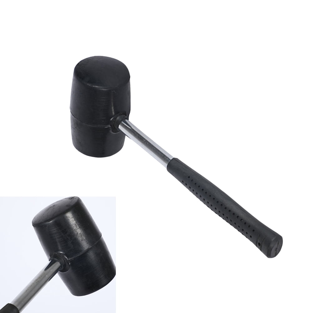 WORGEOUS 2pcs 750g Steel Handle Tile Installation Hammer Practical Rubber Hammer Decoration Tools (Black)