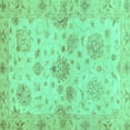 thumbnail image 1 of Ahgly Company Machine Washable Indoor Square Oriental Turquoise Blue Traditional Area Rugs, 8' Square, 1 of 4