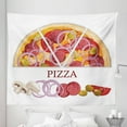 thumbnail image 1 of Pizza Tapestry, Cartoon Style Italian Pepperoni Food Graphic Tomatoes Onion Olive Mushroom, Fabric Wall Hanging Decor for Bedroom Living Room Dorm, 5 Sizes, White and Multicolor, by Ambesonne, 1 of 1