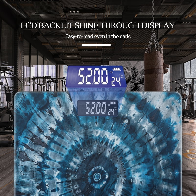 High Precision Body Weight Scale Smart Bathroom Scales with Large LCD Display(400lbs),Decorative for Bedroom-Abstract Tie-Dye Pattern With Dark Blue And White Colors
