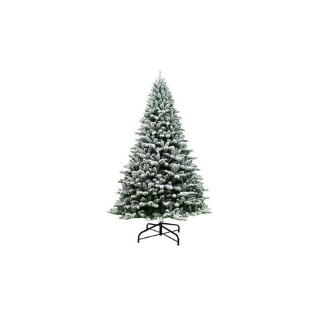 6' Flocked Artificial Christmas Tree Unlit Hook On Branches - 6ft Fake Christmas Pine Tree with Fake Snow 871 Frosted Tips 6 Foot Christmas Tree with Plastic Base for Holidays 6' x