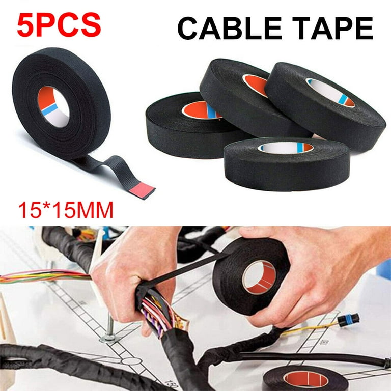 5 Rolls Wire Loom Harness Tape Wiring Harness Cloth Tape Wiring Loom Harness Adhesive Cloth Fabric Tap, Adhesive Fabric Tape for Automobile