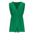 thumbnail image 5 of Fancifize Women V Neck Jumpsuit Sleeveless Dressy Romper Tie Waist Summer Night Out Outfit with Pockets S,Green, 5 of 8