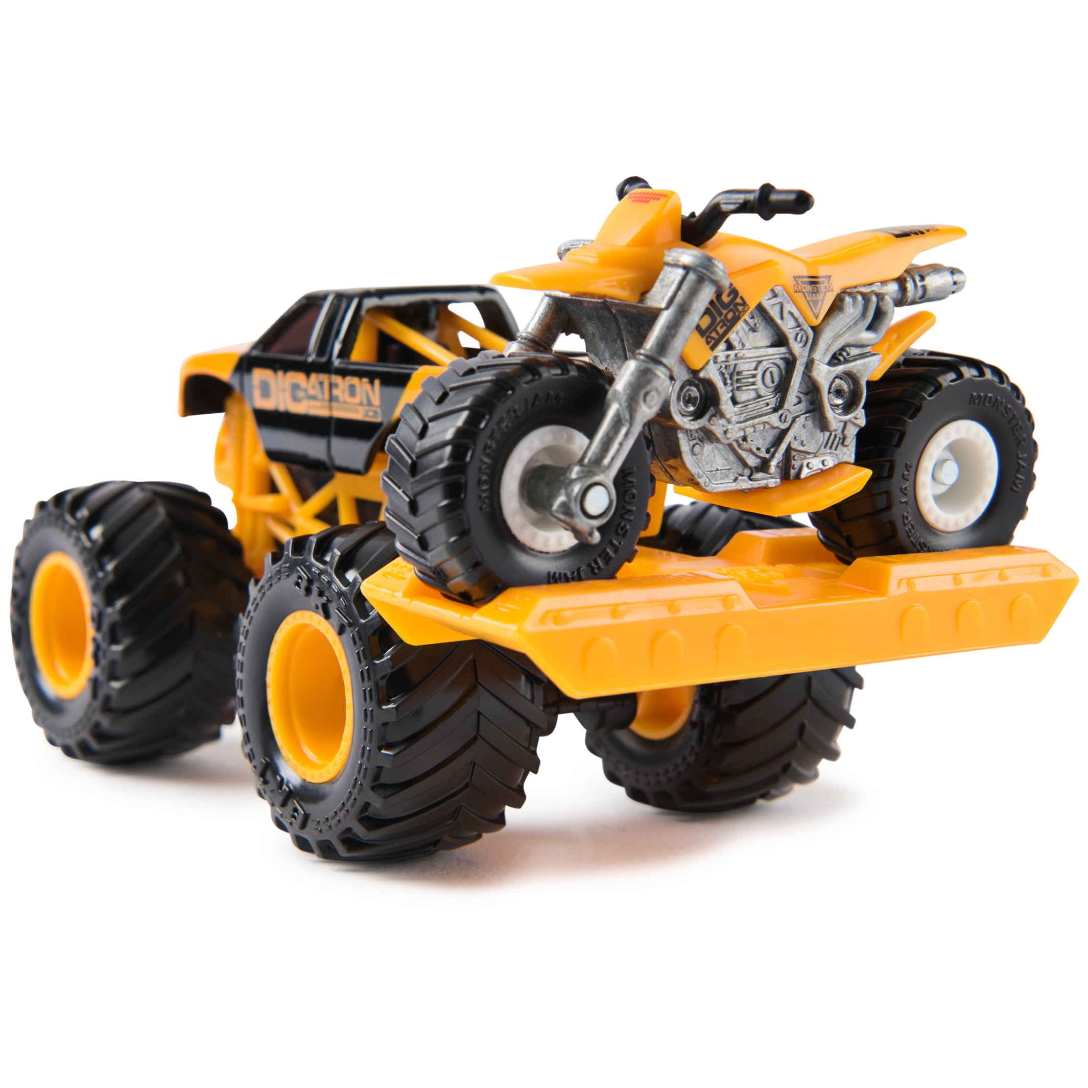 Monster Jam JCB Digatron Monster Truck and Dirt Bike Vehicle 2-Pack, 1:64 Scale
