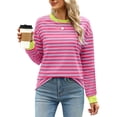 thumbnail image 2 of Siilsaa Womens Oversized Sweatshirt Crewneck Sweatshirts Long Sleeve Tops Casual Side Split Pink,M, 2 of 5