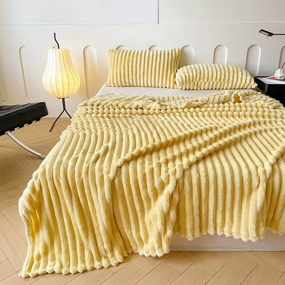 TACILIP Flannel Fleece Throw Blanket Lightweight Warm And Soft Striped Couch And Bed Blanket Cozy Microfiber Ribbed Sofa Decor For All Season 27.6x39.4in Bedding, Gifts for Mom