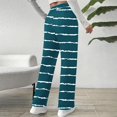 thumbnail image 3 of Winter Pants for Women Fleece Lined Thermal Wide Leg Sweatpants with Pockets Gradient Striped Pull-On Trousers (2XL, Navy|Striped), 3 of 7