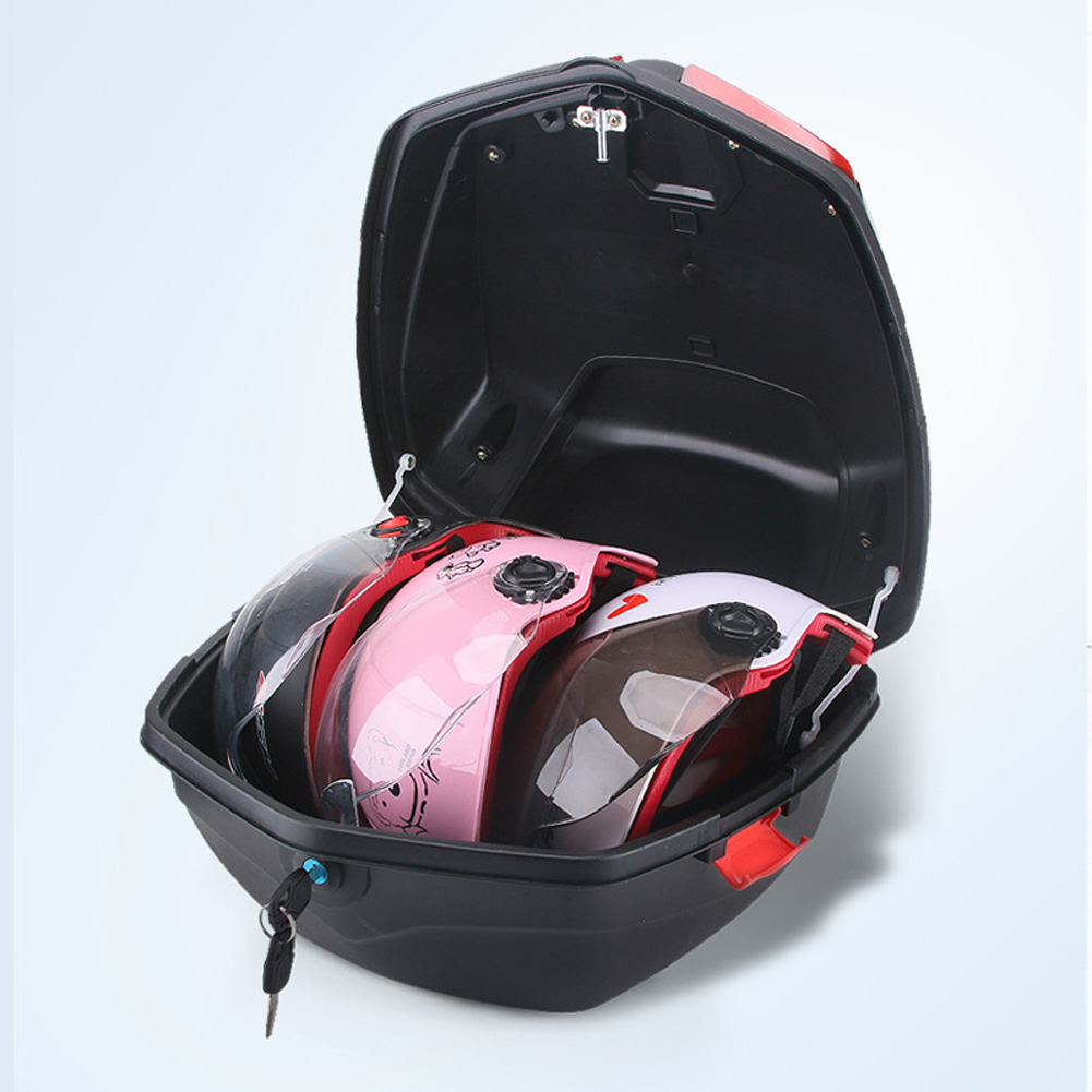 Motorcycle Rear Top Box, Waterproof Motorcycle Scooter Tail Box Trunk Luggage Box, Large Capacity Lockable Carrier Case For Helmet Luggage Storage