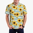 thumbnail image 1 of Fotbe Blue White Striped Sunflower A Camiseta Polo de Golf para Hombre con Estampado – Camisa Deportiva Transpirable con Cuello Abotonado-XX-Large, 1 of 6
