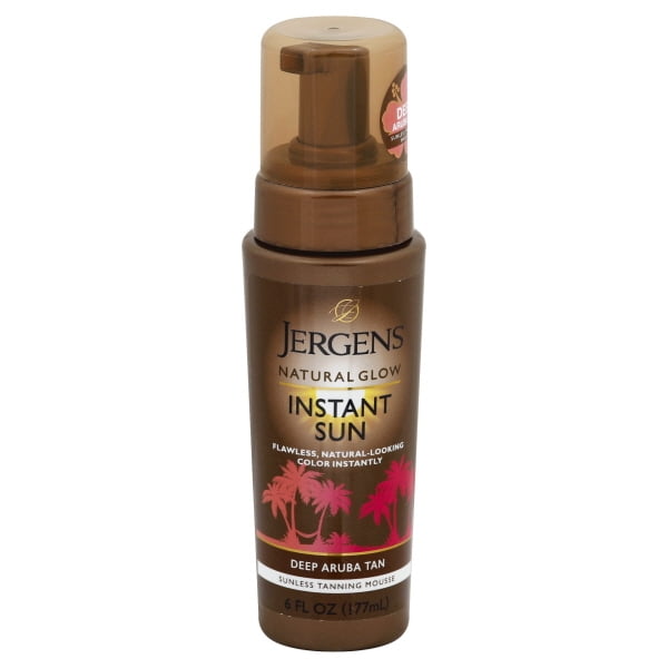 Jergens Natural Glow Instant Sun Body Mousse, Deep Aruba Tan, 6 Ounce