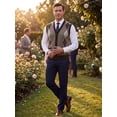 thumbnail image 2 of INSPIRE CHIC Men's Classic Sleeveless V-Neck Button Argyle Knitwear Sweater Cardigan Vest S Light Brown, 2 of 6