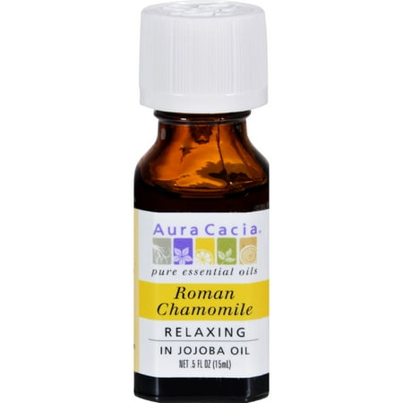- Aura Cacia Roman Chamomile Essential Oil with Jojoba Oil .5 Fl oz.