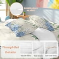 thumbnail image 2 of Queen 4 Piece Bedding Set Green Eucalyptus Leaves Blue Hydrangea Flower Soft Breathable Duvet Cover and Pillowcase,Retro Letter Duvet Cover Set Washable Bed Sheets for Bedroom Dormitory Guest Room, 2 of 9