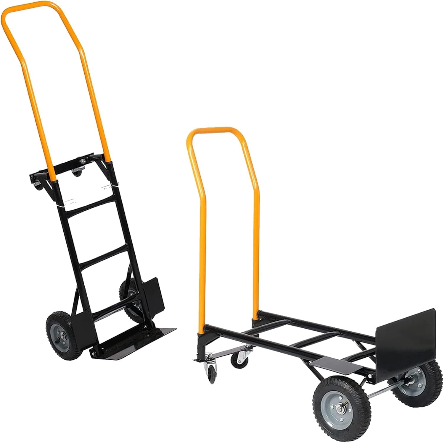AOILE 2-in-1 Convertible Hand Truck, Utility Dolly Platform Cart with 4 Non-Flat Solid Wheels, 800 LBS Capacity for Luggage, Moving, Shopping & Office Use