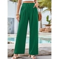 thumbnail image 5 of Women'S Wide Leg Dress Pants High Waisted Trousers Business Casual Slacks Button Palazzo Pant Green M, 5 of 8