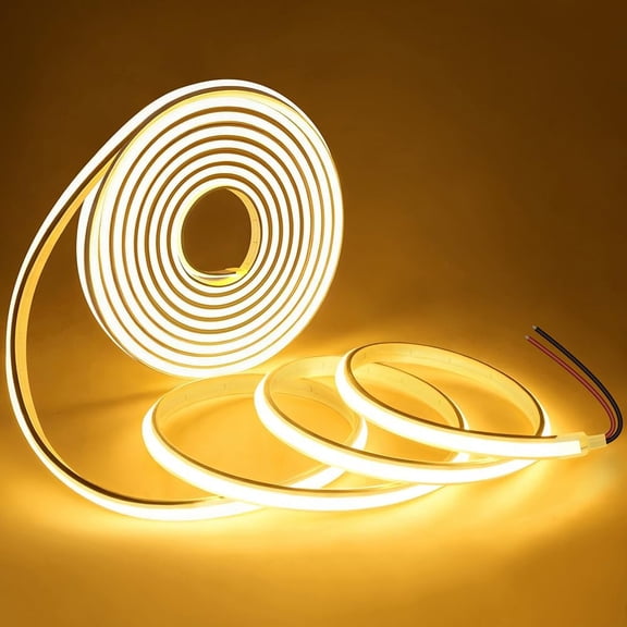 COB LED Strip Lights Warm White 3000K,12V 16.4ft IP67 Waterproof High CRI 90Ra Super Bright,Flexible Tape Lights for Outdoor,Bedroom,Kitchent,Cabinet,Bathroom(Power Supply Not Included)