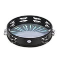 thumbnail image 2 of 10 Inch Wooden Radiant Tambourine Handbell Hand Drum with Double Row Jingles Reflective Drum Head Musical Percussion Instrument, 2 of 7