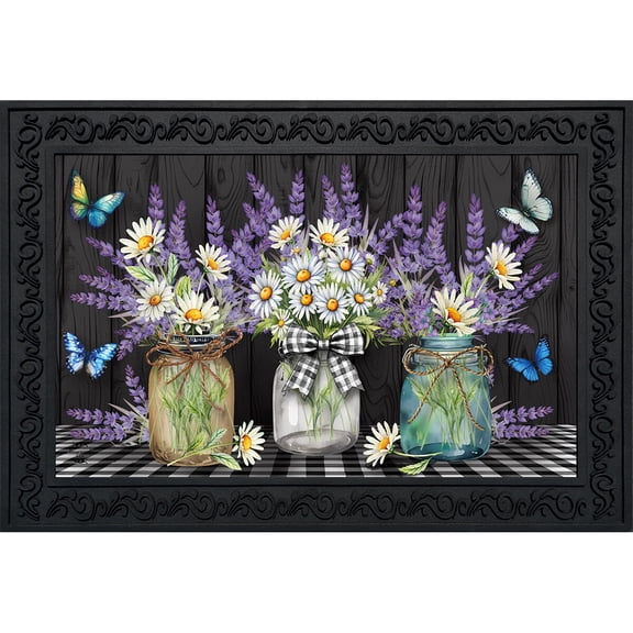 Briarwood Lane Spring Doormat 30x18 Indoor Outdoor Lavender and Daisies For Spring Doormat