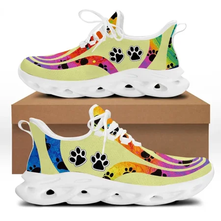 

Gradient Color Dog Paw Footprint Print New Arrivals Women s Lace up Mesh Swing Shoes Ladies Platform Sneakers 2022