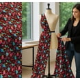thumbnail image 5 of Soimoi Red Cotton Cambric Fabric Aster Flower & Dinosaur Kids Printed Fabric 1 Yard 56 Inch Wide, 5 of 7