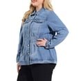 thumbnail image 4 of Agnes Orinda Plus Size Denim Jacket for Women Long Sleeve Button Down Washed Front Trucker Jean Jacket 4X Light Blue, 4 of 8