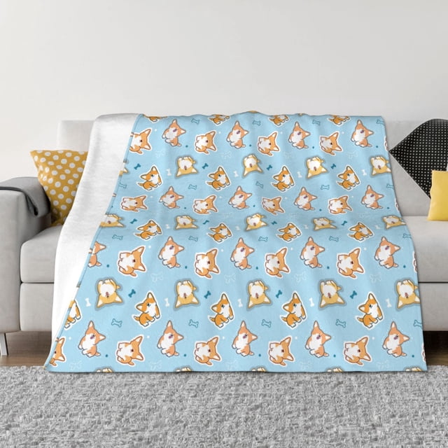 Balery Corgi Dog 1 Manta de Franela con Dibujo, Lujo Ultra Suave y Cálido, Antipelusa y Resistente a las Arrugas para Cama, Sofá, Camping -40"x30"