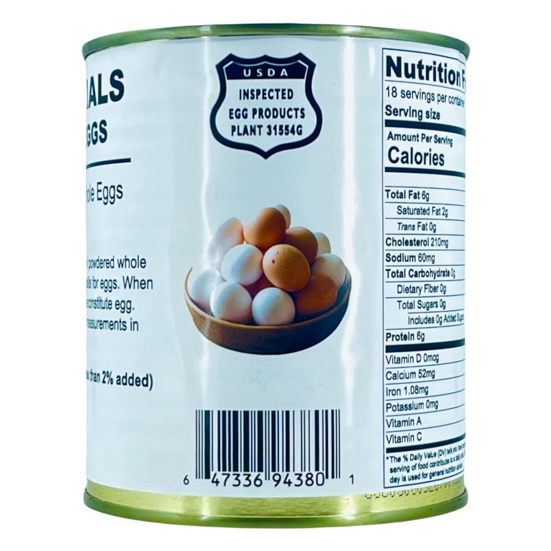 (Pack of 1) Powdered Whole Eggs | Long Term Storage (10 years shelf life) Emergency Supply | Hiking, Backpacking & Camping | Easy Prep Survival Food | Size #2.5 Can (8 oz per can) 18 Serving Per Can