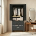 thumbnail image 2 of Jopath Metal Wardrobe Closet,71" Tall Armoire Wardrobe Cabinet 2 Drawers and Hanging Rod,Clothes Storage Organizer Cabinets for Bedroom,Office,Living Room,Black, 2 of 8