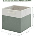 thumbnail image 3 of 13 x 13 Inch Fine Linen Storage Bins with Handles，Fabric Cube Boxs，Collapsible Basket Organizers for Shelves for Home, Closet Drawers (White/Green-6 Pack), 3 of 15