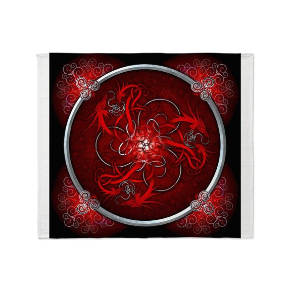 CafePress - Red Triple Celtic Dragons Throw Blanket - Soft Fleece Throw Blanket, 50"x60" for All Ages