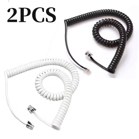 2 Pack Comtrue Telephone Cord, Phone Cord,Handset Cord,, Universally Compatible（Black, white）