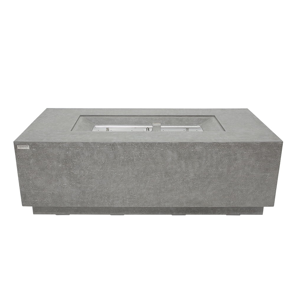 Elementi Andes Propane Fire Pit for Outside Outdoor Firepit Table with Internal Tank Holder Firepit Concrete Rectangular Fire Table Patio Heater Fireplace 60,000 BTUs - Light Grey, 66 x 32 Inches