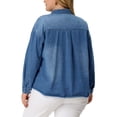 thumbnail image 4 of Agnes Orinda Women's Plus Size Button Down Long Sleeve Denim Shirts 2X Sky Blue, 4 of 7