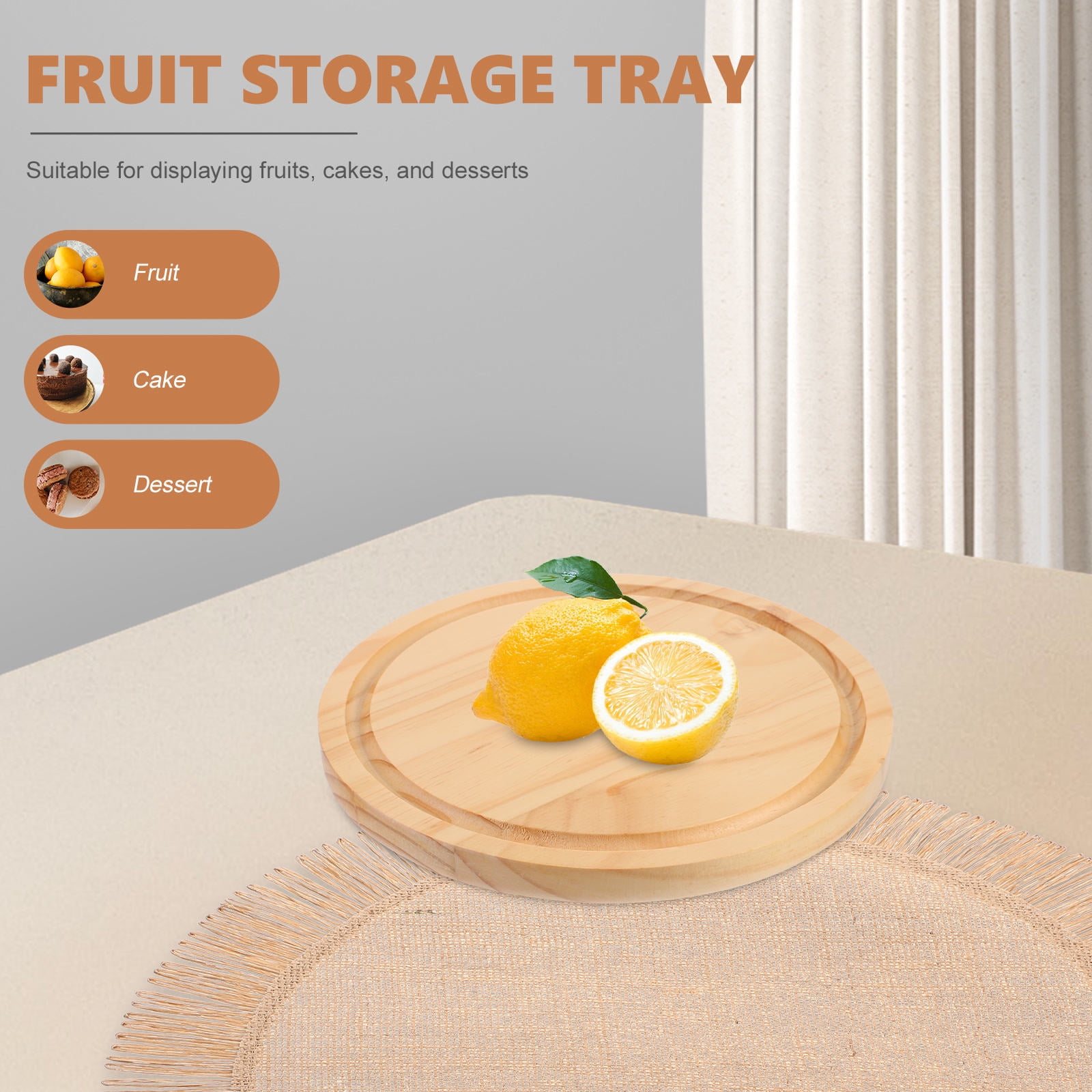 Tineasur Tabletop Wood Serving Plate Cutting Board Wood 1Set