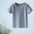 thumbnail image 2 of EnJoCho Kids Four Seasons Tops Toddler Girls Boys Cotton Solid Color Short Sleeve T Shirt Knitted Round Neck Top for 1 to 7 Years Summer Base Clothes, 2 of 4