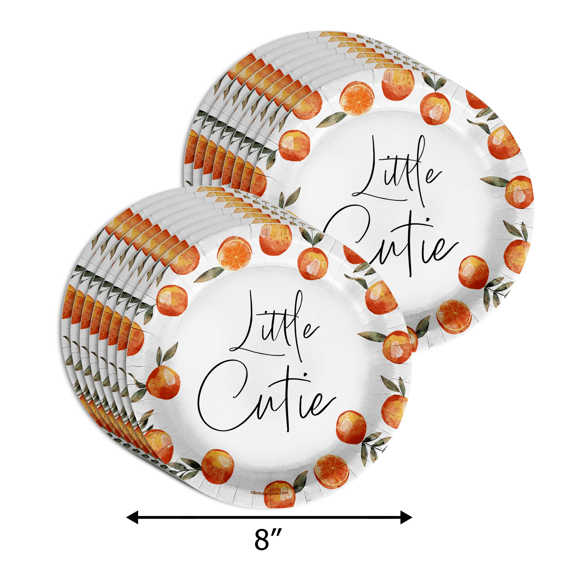 Our Little Cutie Is On The Way Baby Shower Party Supplies - 64 Piece Oranges Baby Shower Tableware Set Includes Large 9" Dinner Plates and 8" Dessert Paper Plates Napkins Cups - Kit for 16