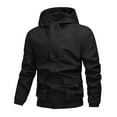 thumbnail image 1 of Men's Windproof Outdoor Hooded Jacket Workwear Solid Color Sports Leisure Zipper Jacket, 1 of 2
