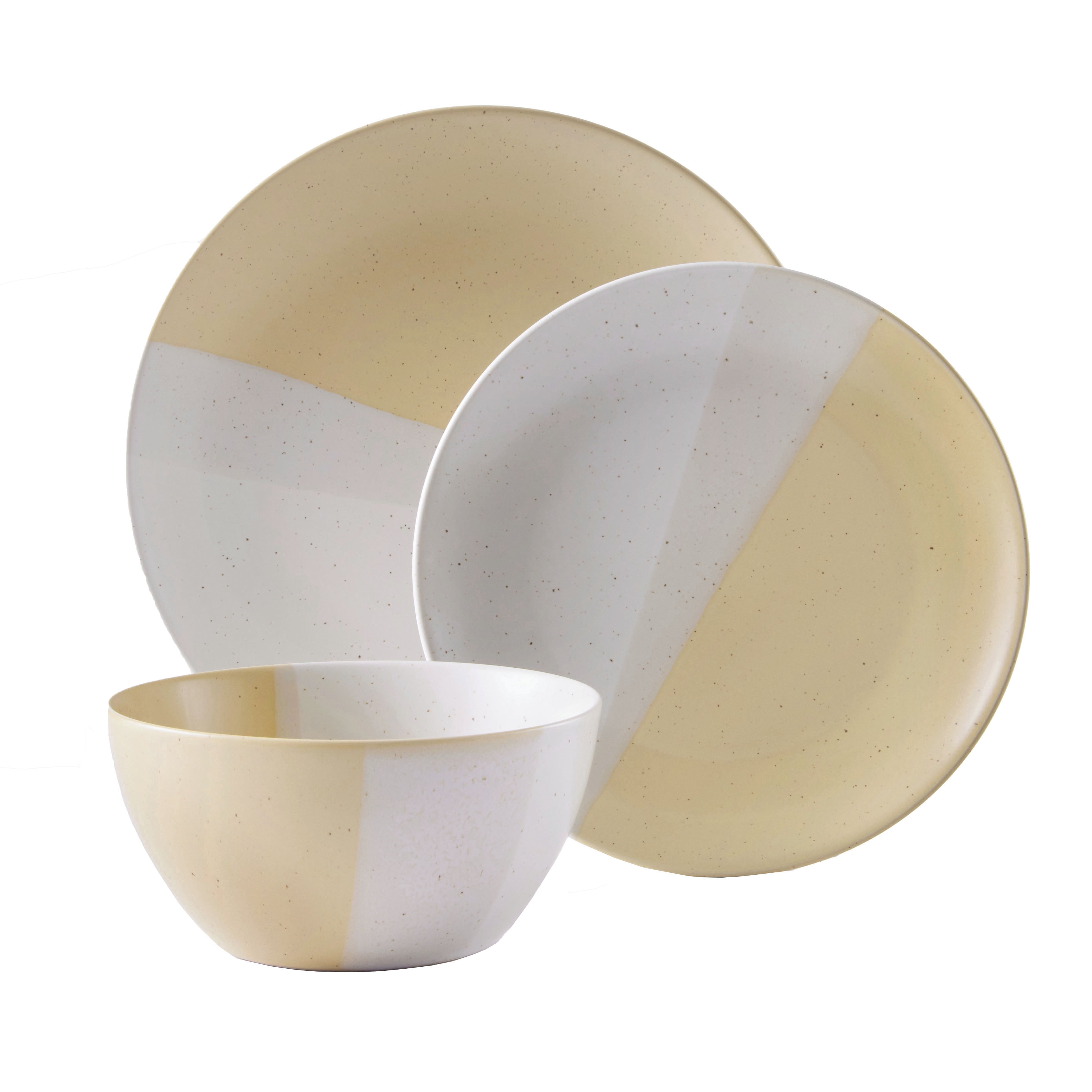 (3 pack) Better Homes & Gardens Yellow Hayes Stoneware Salad Plate