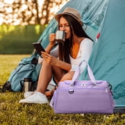 Gynky Travel Duffle Bag Gym Bags with Shoe Compartment Wet Pocket Waterproof for Weekender Overnight Gym Sports Traveling Swimming Yoga Workout, Violet