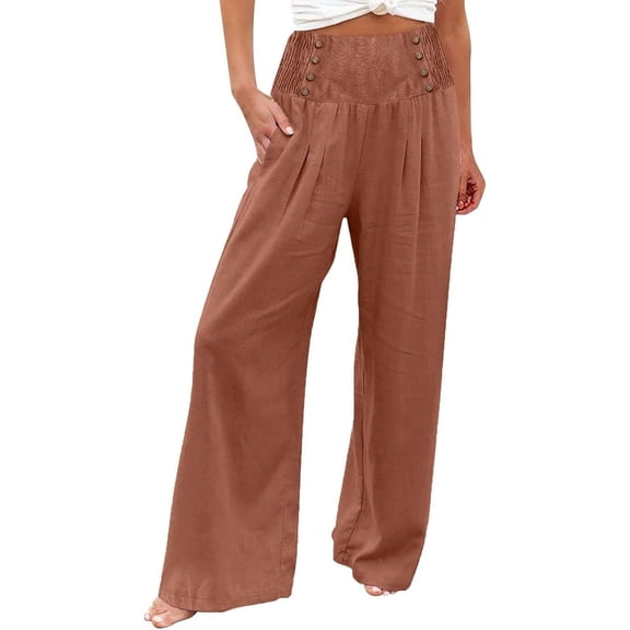Women's Wide Leg Pants with Pockets Loose Solid Color Sweatpants Pleated Waist Design Stretchy Comfy Casual Lounge Pants