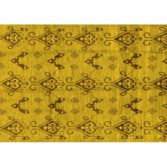 Ahgly Company Machine Washable Indoor Rectangle Abstract Yellow Modern Area Rugs, 8' x 12'