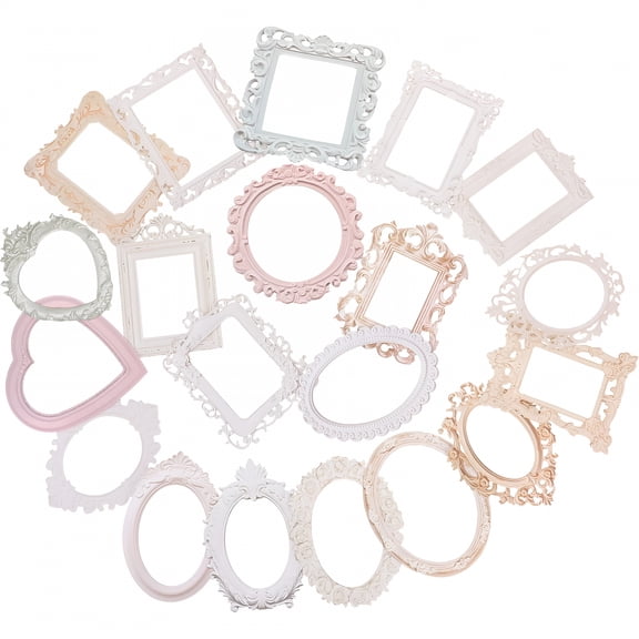 CCOCC 40 Sheets Base Material Paper Picture Frames Stickers for Scrapbooking DIY Mini Photo Supplies Gold Decor