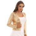 thumbnail image 2 of DPOIS Womens Sequin Jacket Long Sleeve Open Front Blazer Evening Party Bolero Shrug Gold XL, 2 of 7