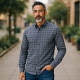 thumbnail image 4 of Wear Sierra Men's Turkish Cotton Long Sleeve Button Down Shirt in Combed Cotton Dark Gray & Navy, 4 of 6