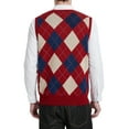 thumbnail image 6 of Kallspin Men's Argyle Vest Sweater Wool Blend V-Neck Sleeveless Pullover Sweater(Burgundy Red,Small), 6 of 7