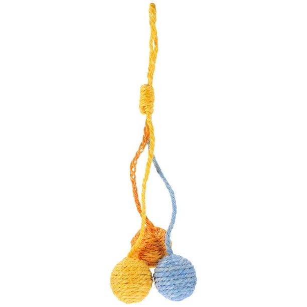KAKOWELY Pelota de sisal colgante para gatos, juguete interactivo para interiores, pelota rascadora para gatos