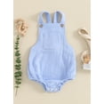 thumbnail image 3 of Musuos Infant Baby Cotton Linen Overalls 0-24 Months Solid Color Sleeveless Square Neck Backless Romper for Boys Girls, 3 of 9