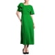 thumbnail image 2 of Vestido de verano midi para mujer con cuello asimétrico y dobladillo plisado, mangas cortas con volantes, color verde, 2 of 6