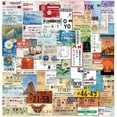 thumbnail image 1 of HAHADAXA 60pcs Japanese Postcard Ticket Style Stamp Sticker Stationery Travel Diary Luggage Waterproof Helmet Stickers, 1 of 7